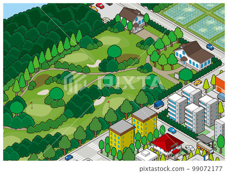 Three-dimensional view of the townscape. Cityscape. 99072177