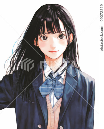 High school and junior high school girls smiling with serious eyes Illustration "AI-generated image" 99072229