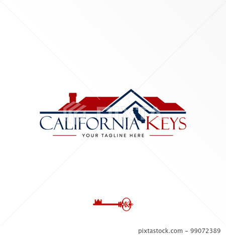Unique Roof house and California maps image graphic icon logo design abstract concept vector stock. Can be used as a symbol related to home property. 99072389