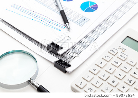 Documents organized into clips white background Documents organized into clips white background 99072654