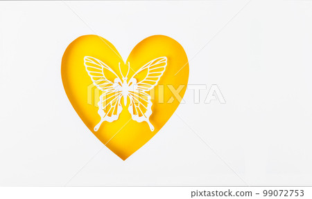 The Butterfly made from carve paper or cutting in herat shape paper with empty space for your text or message. The Butterfly made from carve paper or cutting in herat shape paper with empty space for your text or message. 99072753