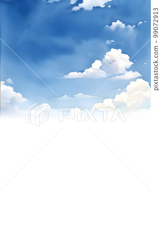 藍天白雲背景素材插畫 99072913