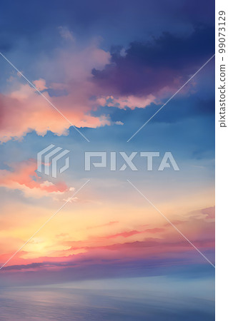 Akane sky and clouds background material illustration watercolor Akane sky and clouds background material illustration watercolor 99073129