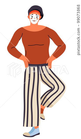 Pantomimist male personage mime acting vector Pantomimist male personage mime acting vector 99073868