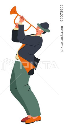 Musician playing wind instrument, saxophone tube Musician playing wind instrument, saxophone tube 99073902