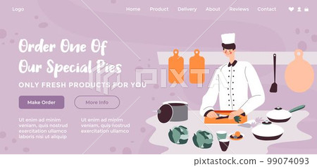 Order one of our pies, bakery shop website vector 99074093