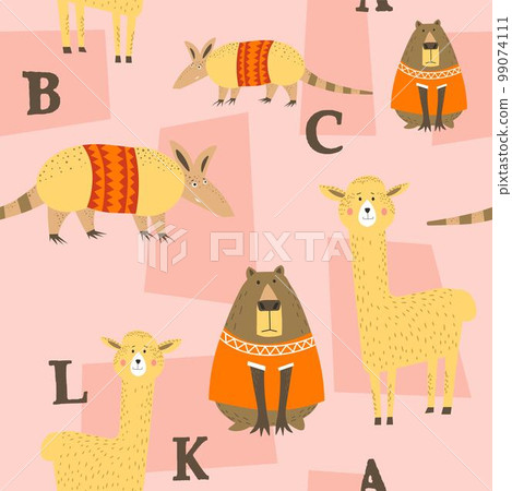 ABC letters learning, animals portraits vector 99074111