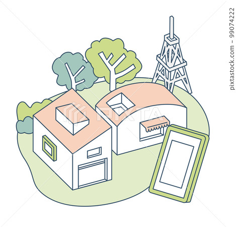 Smartphone and radio waves. healed by greenery Smartphone and radio waves. healed by greenery 99074222