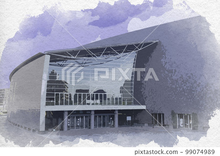 Watercolor-style Nara 100th Anniversary Hall, Nara City, Nara Prefecture 99074989