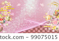 春天的花朵、球和蝴蝶華美的日式背景 99075015