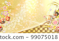 春天的花朵、球和蝴蝶華美的日式背景 99075018
