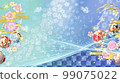 春天的花朵、球和蝴蝶華美的日式背景 99075022