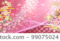 春天的花朵、球和蝴蝶華美的日式背景 99075024