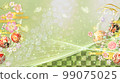 春天的花朵、球和蝴蝶華美的日式背景 99075025