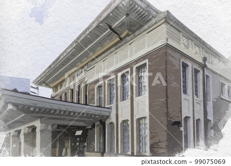 Watercolor style JR Nara Station Nara City General Tourist Information Center Nara Station Second Station Building Nara City, Nara Prefecture 99075069