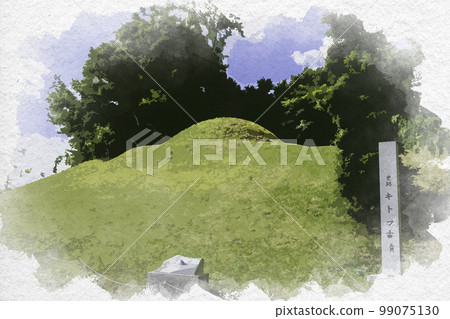 Watercolor-style Kitora Tumulus, Asuka Village, Nara Prefecture 99075130