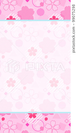 帶有流行可愛形狀和垂直長櫻花圖案的卡片 99075298