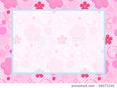 流行和可愛的人物卡片和側面的櫻花圖案 99075299