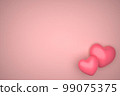 3D render, illustration.Red heart on pink background. heart icon, concept of like and love 99075375