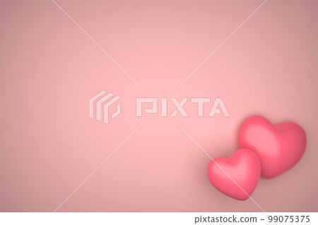 3D render, illustration.Red heart on pink background. heart icon, concept of like and love 99075375