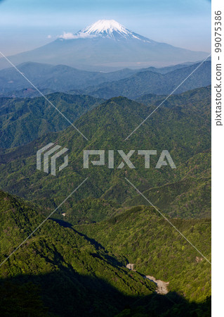 Fresh green mountains and Mt. Fuji seen from Nishitanzawa/Hinodomaru ridge Fresh green mountains and Mt. Fuji seen from Nishitanzawa/Hinodomaru ridge 99075386