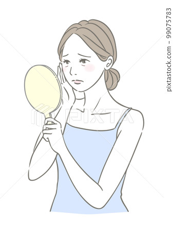 A woman who is sad about skin troubles, sagging eyes, dark circles, dullness 99075783