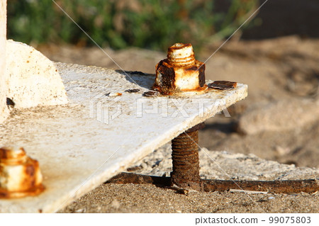 Metal structures made of old and rusty iron. Metal structures made of old and rusty iron. 99075803