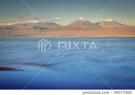 Licancabur with reflection lake and volcanic landscape at Sunset, Atacama, Chile Licancabur with reflection lake and volcanic landscape at Sunset, Atacama, Chile 99075966
