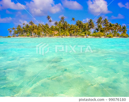 Bora Bora Tropical paradise, Idyllic turquoise beach in French Polynesia, Tahiti 99076180