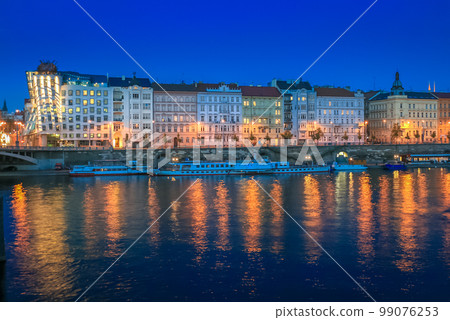 Aerial View of the the Charles Bridge and Vltava River in Prague, Czech Republic 99076253