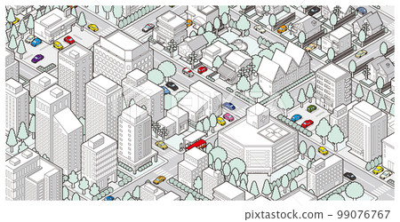 Three-dimensional view of the townscape. Cityscape. 99076767