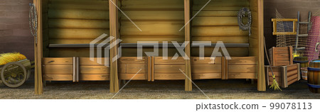 Stable at the ranch indoors illustration 99078113