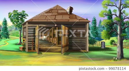 Stable at the ranch illustration 99078114