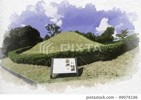 Watercolor-style Takamatsuzuka Burial Mound, Asuka Village, Nara Prefecture 99078186