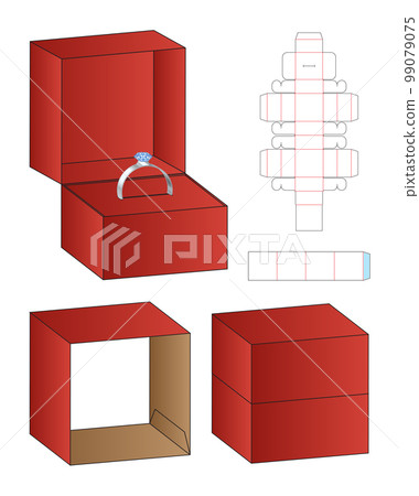 Ring Box packaging die cut template design. Ring Box packaging die cut template design. 99079075