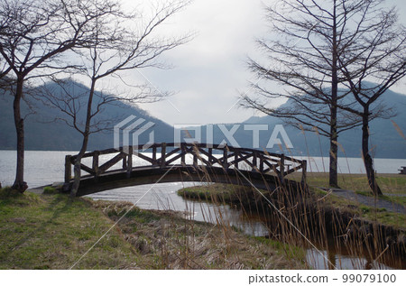 A small bridge on the shore of Lake Haruna A small bridge on the shore of Lake Haruna 99079100