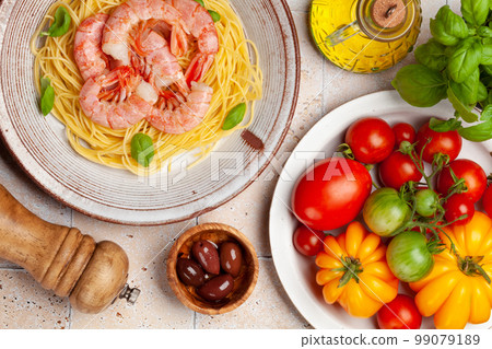 Pasta with shrimps Pasta with shrimps 99079189