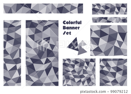 Banner set _ triangle mosaic _ dark blue Banner set _ triangle mosaic _ dark blue 99079212