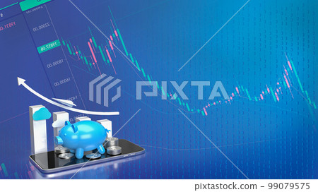 The blue piggy bank on mobile phone and business chart for applications or internet banking concept 3d rendering The blue piggy bank on mobile phone and business chart for applications or internet banking concept 3d rendering 99079575