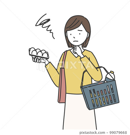一位因食品價格上漲而煩惱的購物女性 99079668