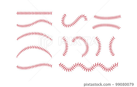 Softball Stitches. Softball laces set. Vector illustration Softball Stitches. Softball laces set. Vector illustration 99080079