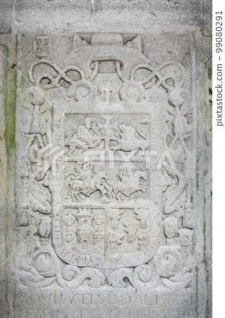 Tomb stone in the Santiago de Compostela Cathedral, Galicia, Spain Tomb stone in the Santiago de Compostela Cathedral, Galicia, Spain 99080291