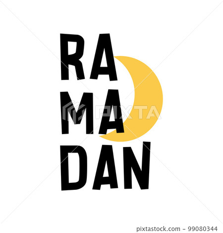 Ramadan doodle inspiration text. Ramadan greeting card with moon. Perfect invitation card and gift. Ramadan doodle inspiration text. Ramadan greeting card with moon. Perfect invitation card and gift. 99080344