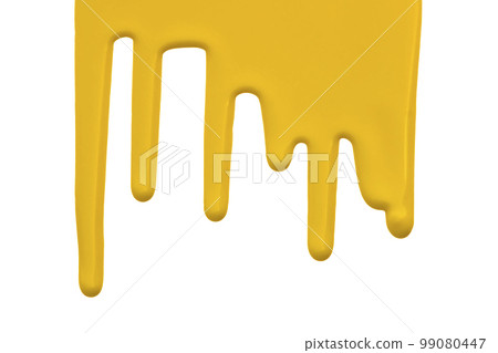 Yellow color flowing down on a white background. Yellow color flowing down on a white background. 99080447