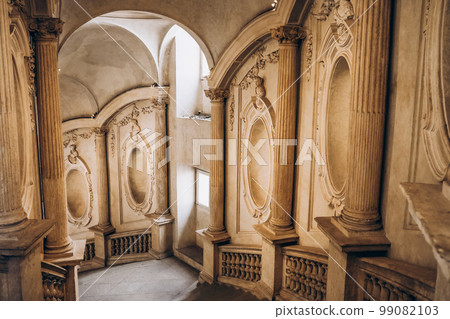 Turin, Piedmont, Italy, June 24th 2022. Interior facade of Palazzo Carignano Turin, Piedmont, Italy, June 24th 2022. Interior facade of Palazzo Carignano 99082103