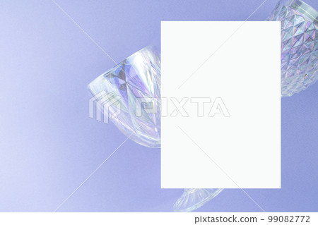Card mock-up on opal wine glass background Card mock-up on opal wine glass background 99082772