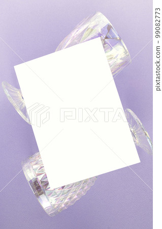 Card mock-up on opal wine glass background Card mock-up on opal wine glass background 99082773
