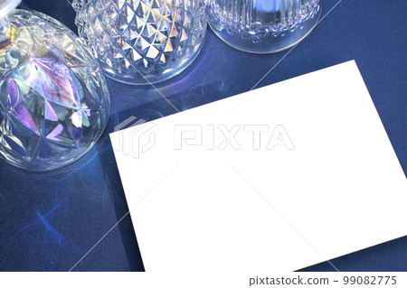 Card mock-up on opal wine glass background Card mock-up on opal wine glass background 99082775