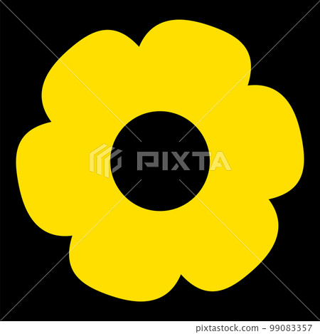 Gold Single Isolated Flat Vector Flower on Black Background. Icon Flower For Holiday, Design, India, Oriental and Arabic Ornament, Print, Web and App. Gold Single Isolated Flat Vector Flower on Black Background. Icon Flower For Holiday, Design, India, Oriental and Arabic Ornament, Print, Web and App. 99083357
