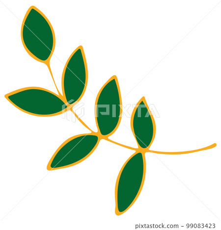 Hand Drawn Twig with Green Leaves. Day of the Dead, Dia de los Muertos. Hand Drawn Twig with Green Leaves. Day of the Dead, Dia de los Muertos. 99083423